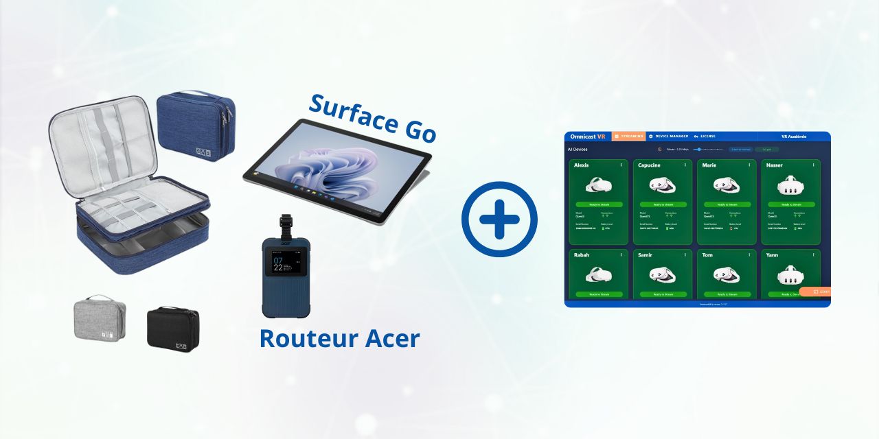 Kit Tablette Microsoft Surface GO/PRO - Solution VR mobile pour Démos et formations en mobilité : pack léger