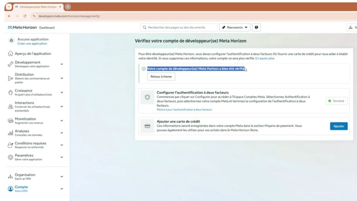 Meta developpeur hub -Omnicast VR