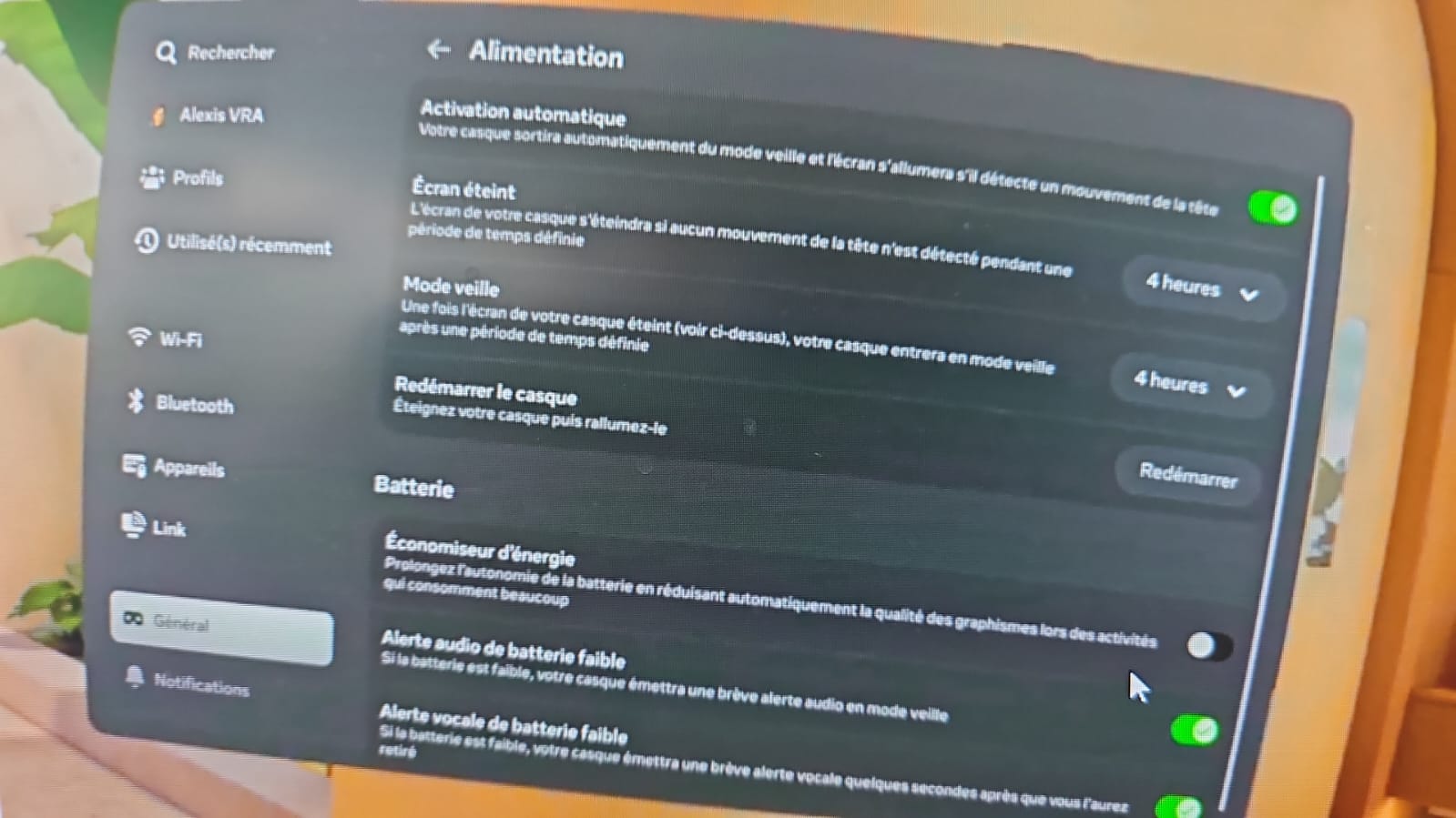 ajuster le mode veille avec omnicast vr