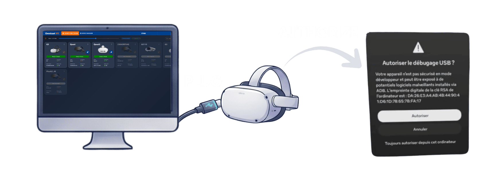 Branchement du casque au PC