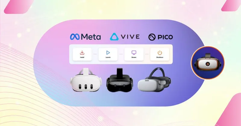 Beheer, start en stream uw Meta-, Pico- en HTC-headsets via één interface Beheer, start en stream uw Meta-, Pico- en HTC-headsets met één interface