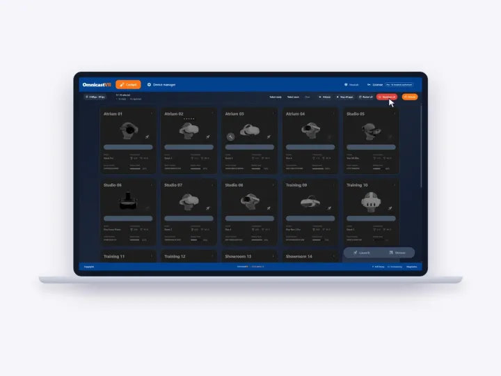 OmnicastVR shutting down all VR headsets in one click at the end of a session